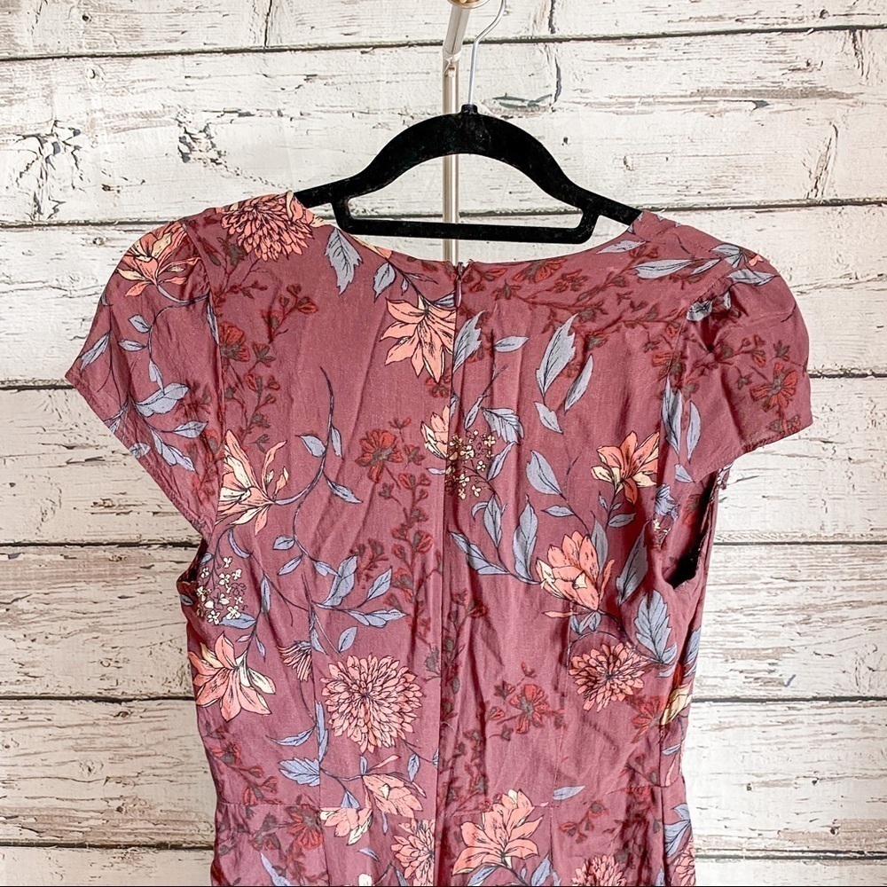 UO Kimchi Blue Maroon Floral Anita Ruffle Romper - Picture 12 of 12